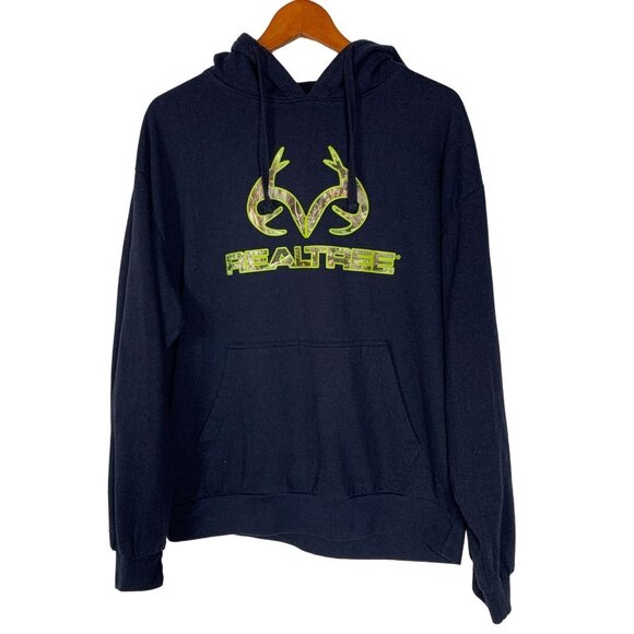 Realtree Camo Logo Navy Hoodie Men’s Size Large - Picture 1 of 3